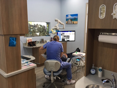 back of a dentist working on a patient