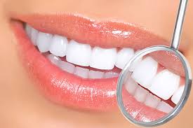close up of woman's perfect white teeth