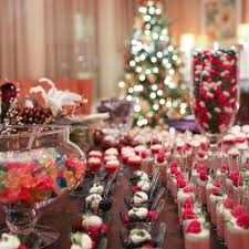 table full of sweet treats at holiday parties